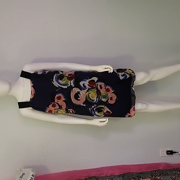 Simply VERA Retro 1960s Mod Floral Chiffon Sleeveless Babydoll Jumper Mini Dress - Picture 3 of 10